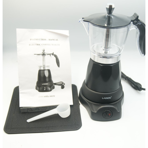 LaOion Electric Espresso Moka Coffee Maker | 6-Cup Aluminum Boiler with Safety V - Picture 4 of 8